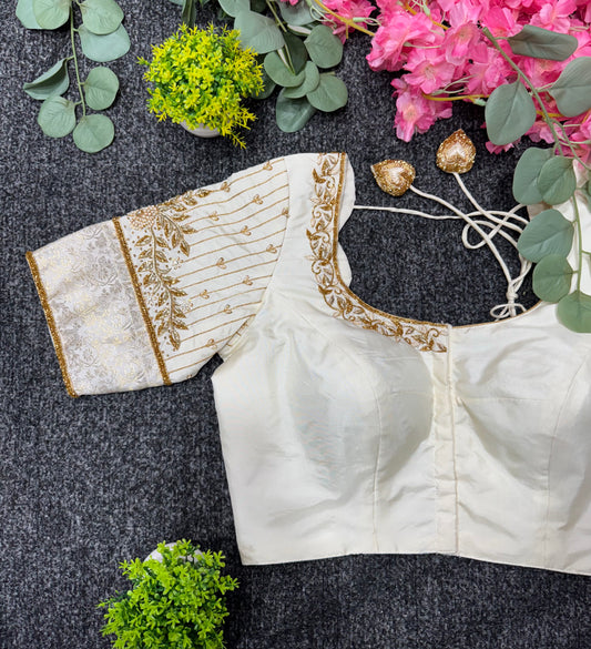 Designer handwork blouse off white