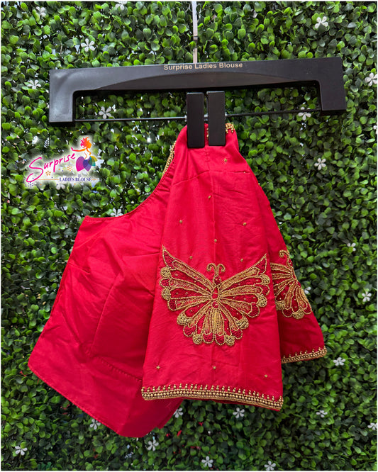 Designer handwork Ari work blouse Red color