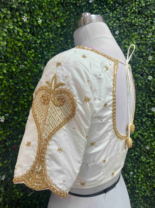 Handwork designer Ari work blouse Cream/ off white color