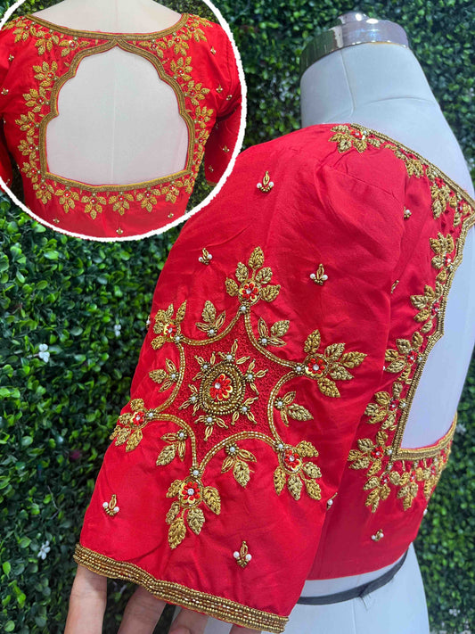 Handwork designer Ari work blouse Red color