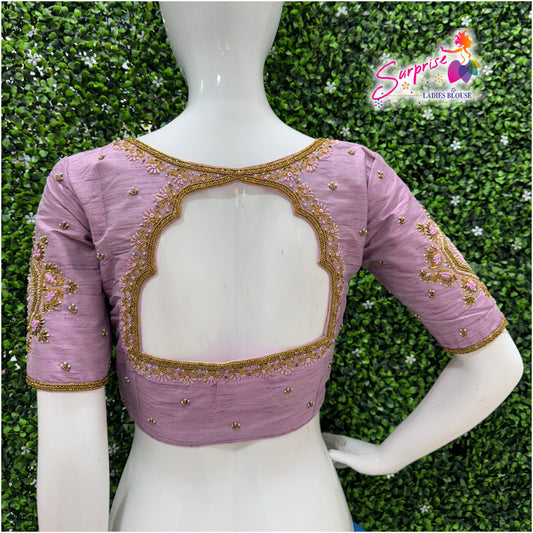 Designer handwork Ari work blouse Lavender color