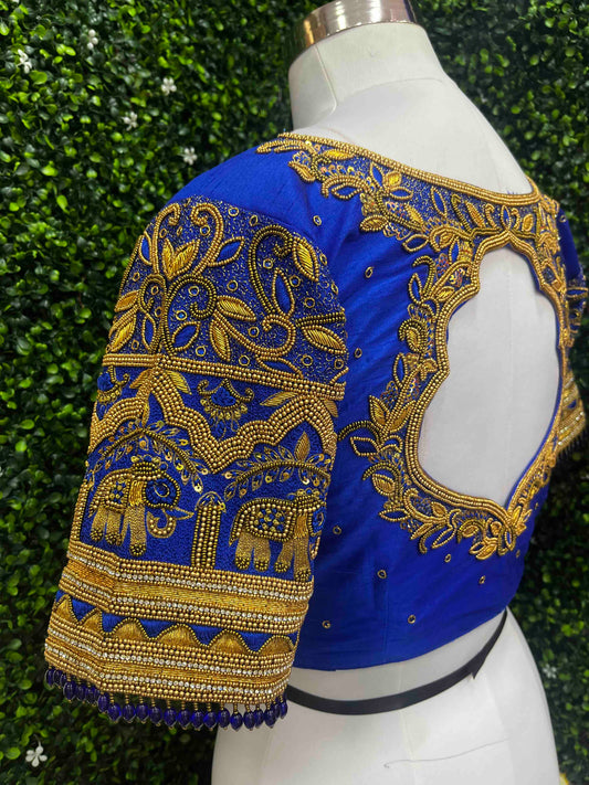 Handwork designer Ari work blouse blue color