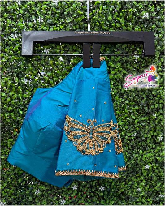 Designer handwork Ari work blouse Blue color
