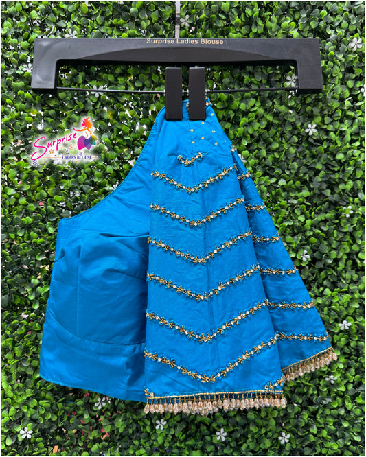 Designer handwork Ari work blouse Blue color