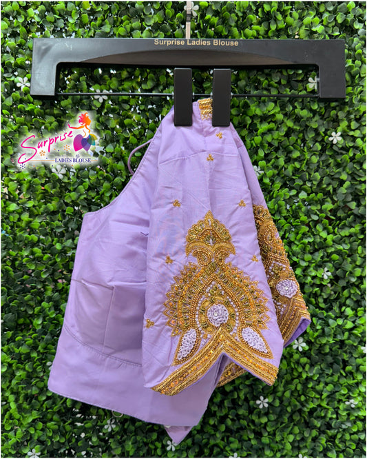 Designer handwork Ari work blouse Lavender color
