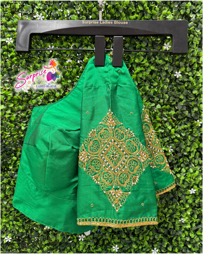 Designer handwork Ari work blouse Green color