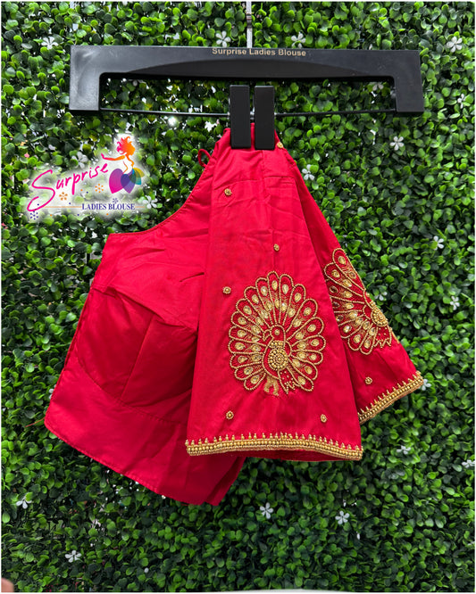 Designer handwork Ari work blouse Red color