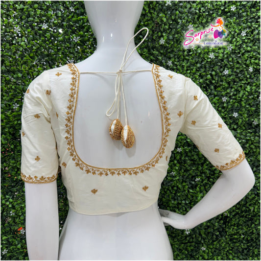 Handwork designer Ari work blouse  off white / cream color