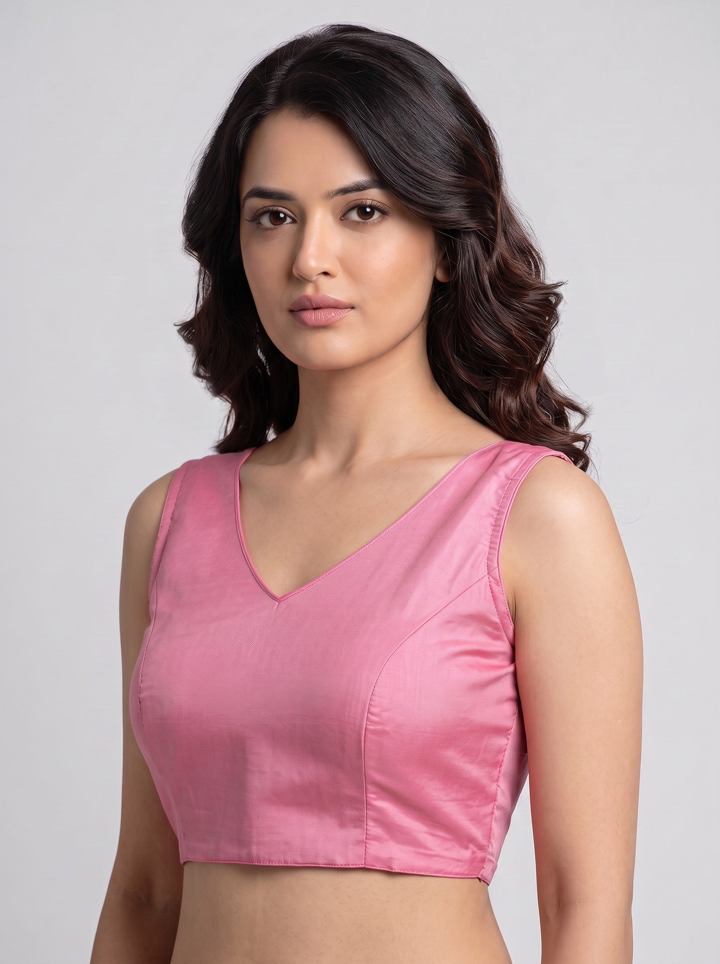 READY MADE SLEEVELESS SILK BLOUSE (BABY PINK)