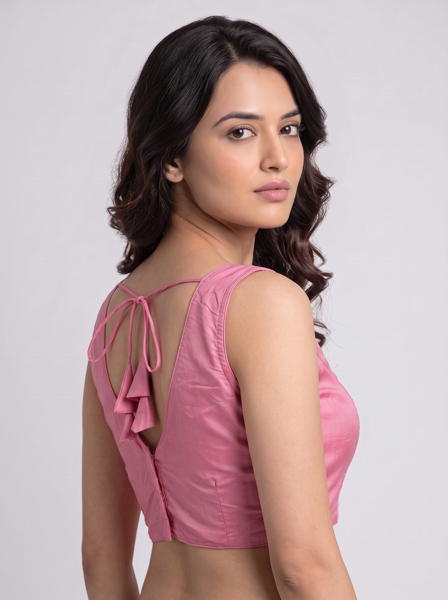 READY MADE SLEEVELESS SILK BLOUSE (BABY PINK)