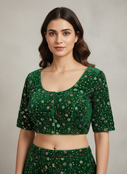 Velvet multicolour fancy blouse