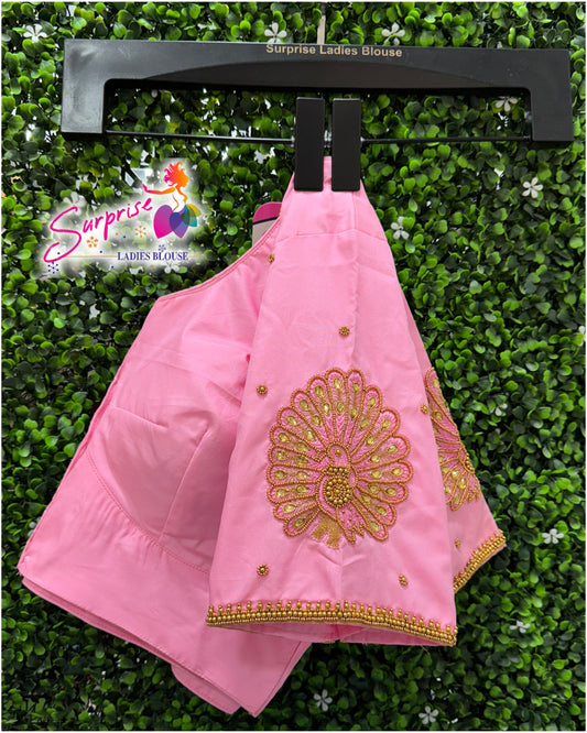Designer handwork Ari work blouse Baby pink color