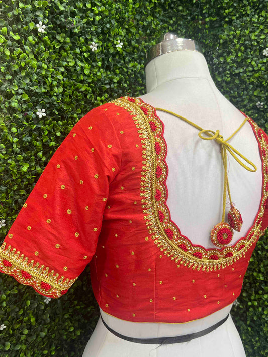 Handwork designer Ari work blouse Red color