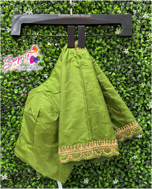 Handwork bridal art work Readymade blouse green color