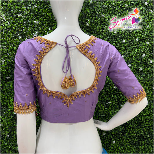 Designer handwork Ari work blouse Lavender color