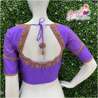 Designer handwork Ari work blouse Lavender color