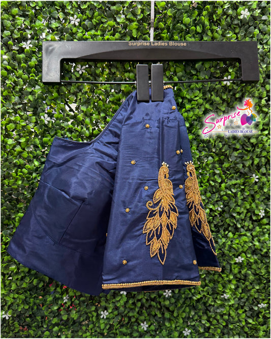 Designer handwork Ari work blouse Navy blue color