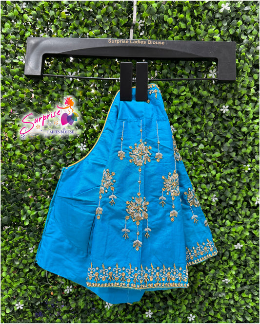 Designer handwork Ari work blouse Blue color