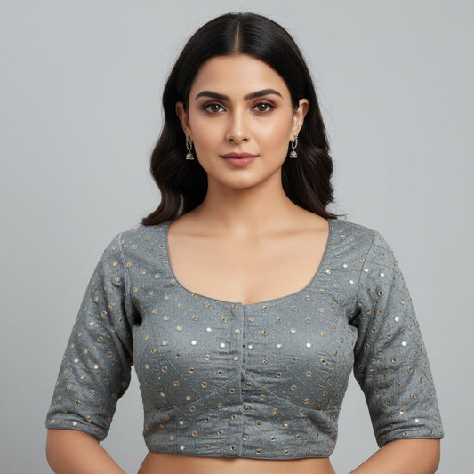 Mirror work fancy blouse