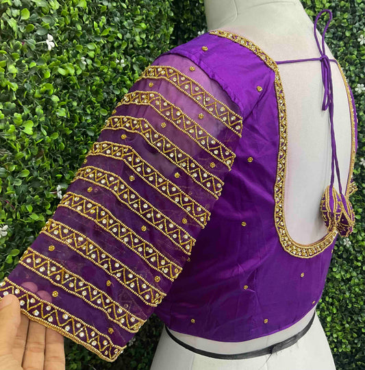 Handwork designer Ari work blouse purple color