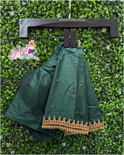 Designer handwork Ari work blouse Green color