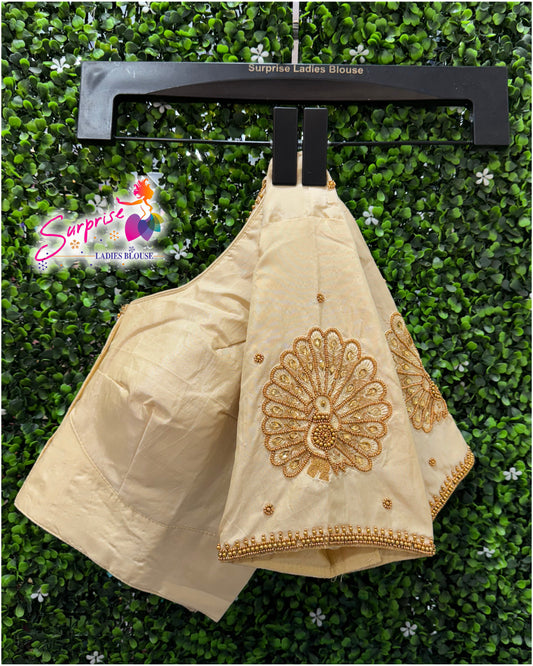 Designer handwork Ari work blouse Cream  color