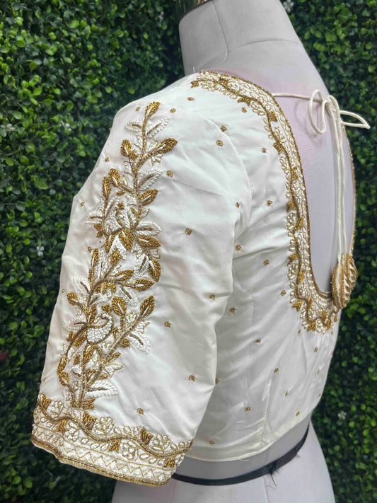 Handwork designer Ari work blouse Cream/ off white color