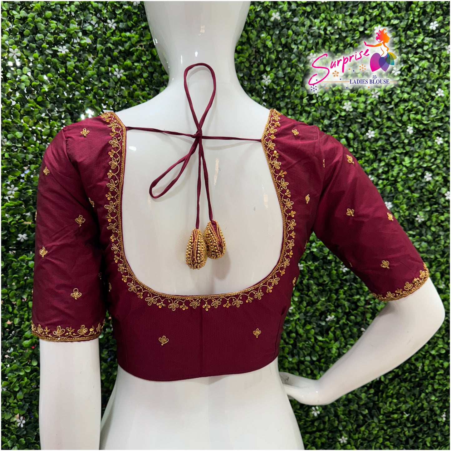 Handwork designer Ari work blouse  maroon color