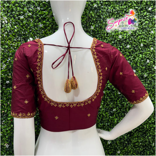 Handwork designer Ari work blouse  maroon color