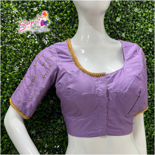 Designer handwork Ari work blouse lavender color