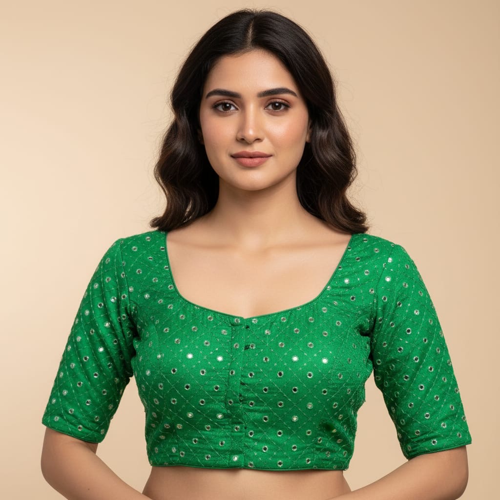 Mirror work fancy blouse