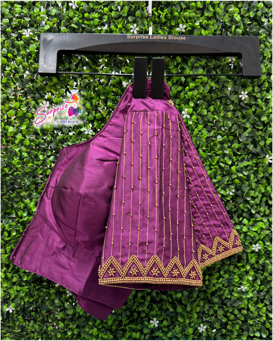 Designer handwork Ari work blouse Purple color