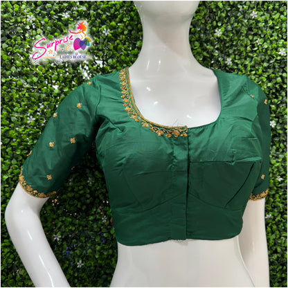 Handwork designer Ari work blouse  green color