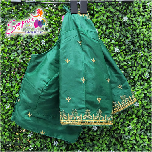 Machine work designer Readymade blouse green color