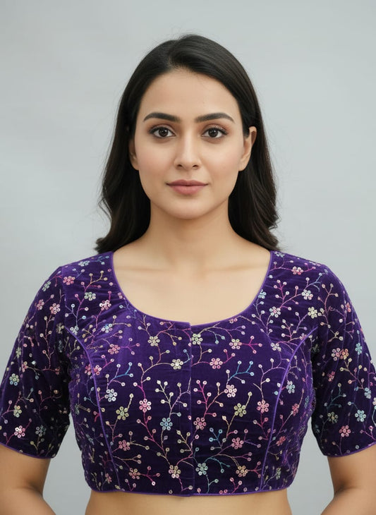 Velvet multicolour fancy blouse