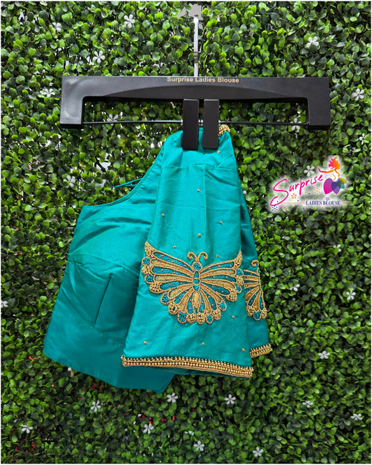 Designer handwork Ari work blouse Green color