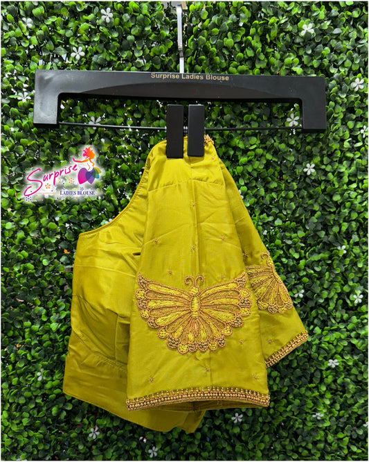 Designer handwork Ari work blouse Green color
