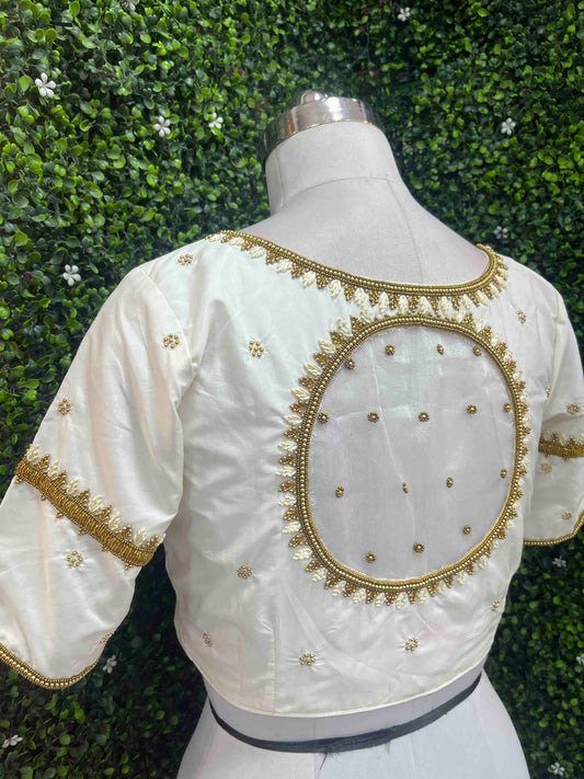 Handwork designer Ari work blouse Cream/ off white color