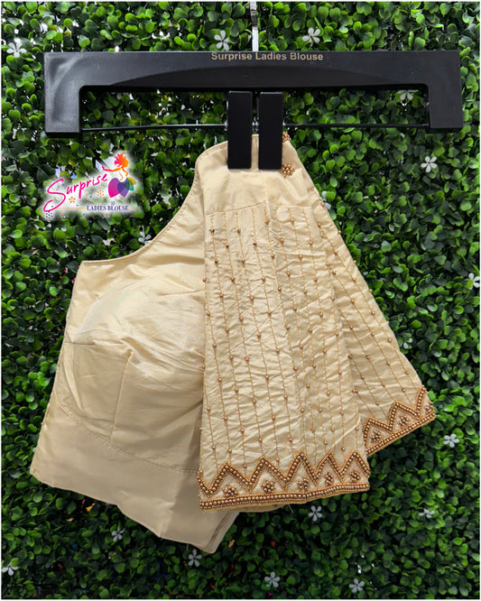 Designer handwork Ari work blouse Cream color