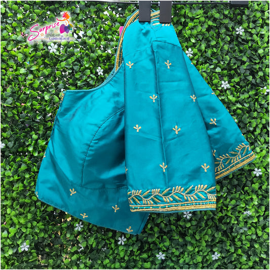 Machine work designer Readymade blouse blue color