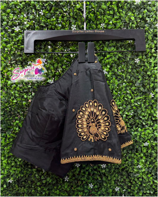 Designer handwork Ari work blouse Black color