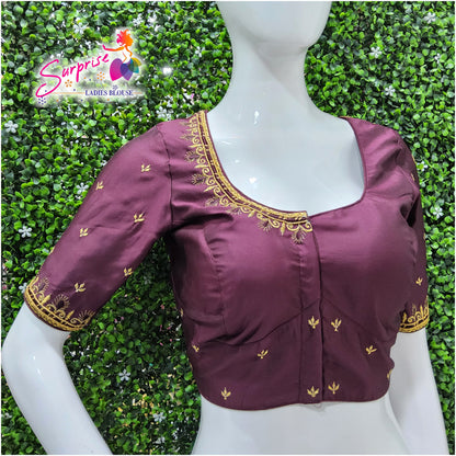 Machine work designer Readymade blouse purple color