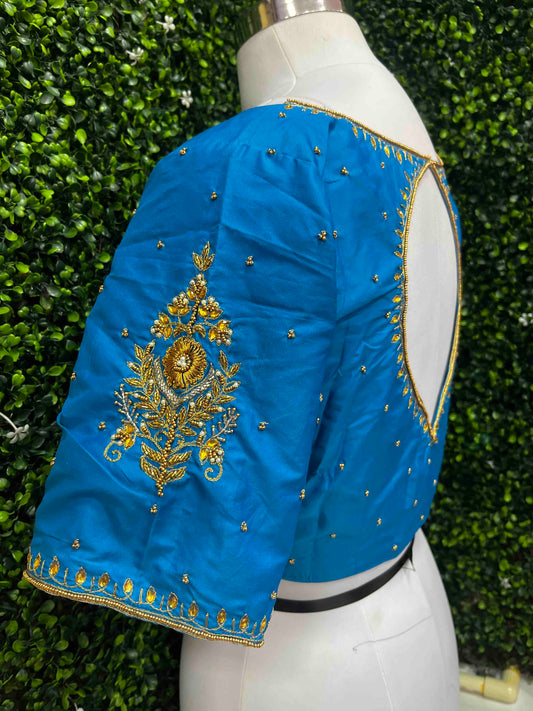 Handwork designer Ari work blouse blue color