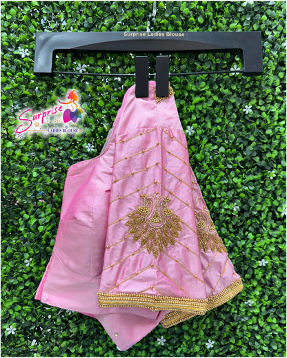 Designer handwork Ari work blouse Baby Pink color