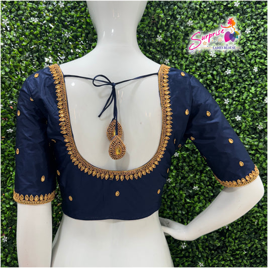 Designer handwork Ari work blouse Navy Blue color