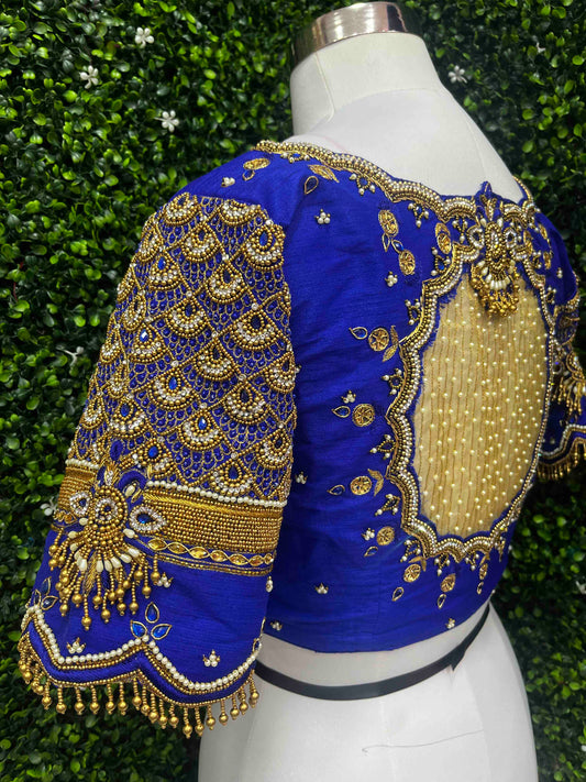 Handwork designer Ari work blouse blue color