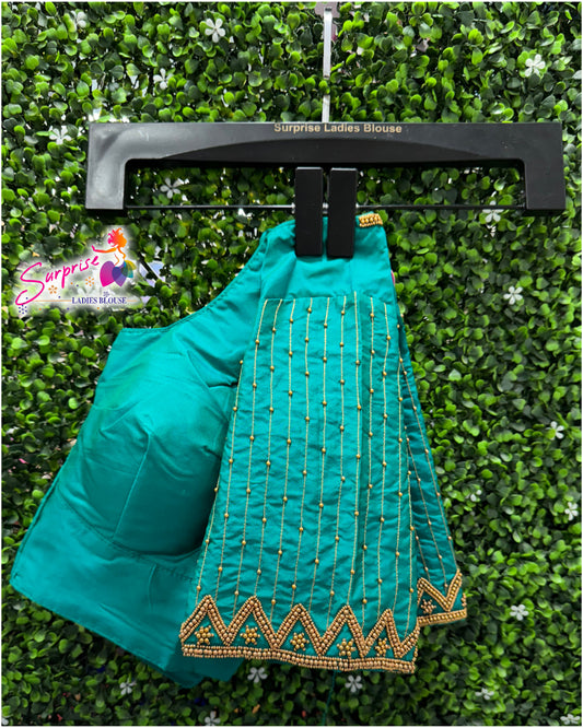 Designer handwork Ari work blouse Blue color