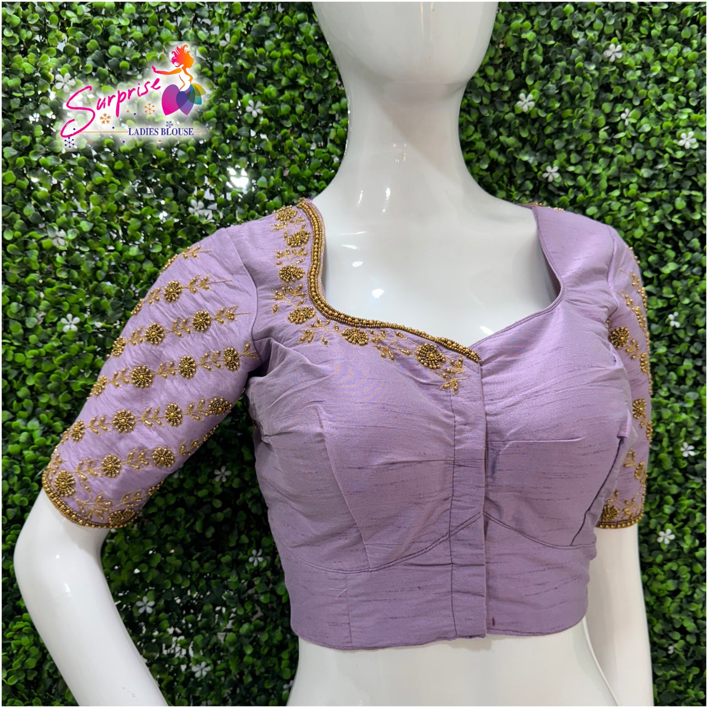 Designer handwork Ari work blouse Lavender color