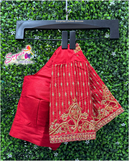 Designer handwork Ari work blouse Red color