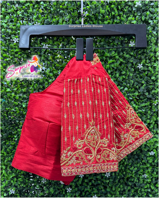 Designer handwork Ari work blouse Red color